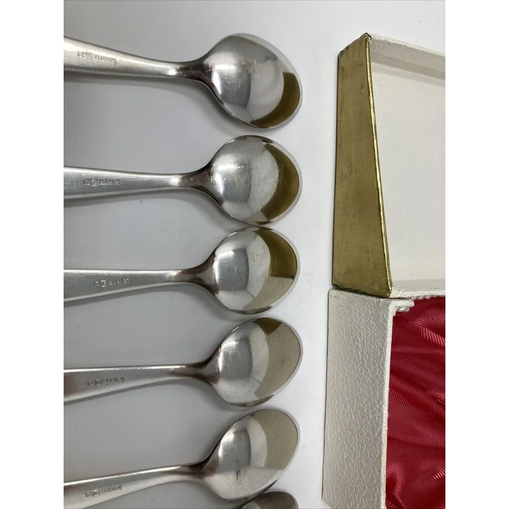 90 21 Silverplate Bavaria Germany Spoon Set 0f 6 Vintage 5.5” Demitasse Dessert